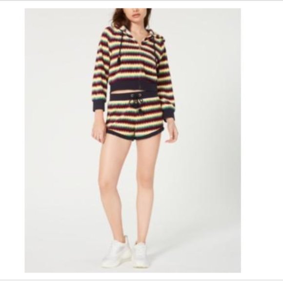 NWT Juicy Couture Stripe Velour Trak Hoodie Jacket - Picture 2 of 4